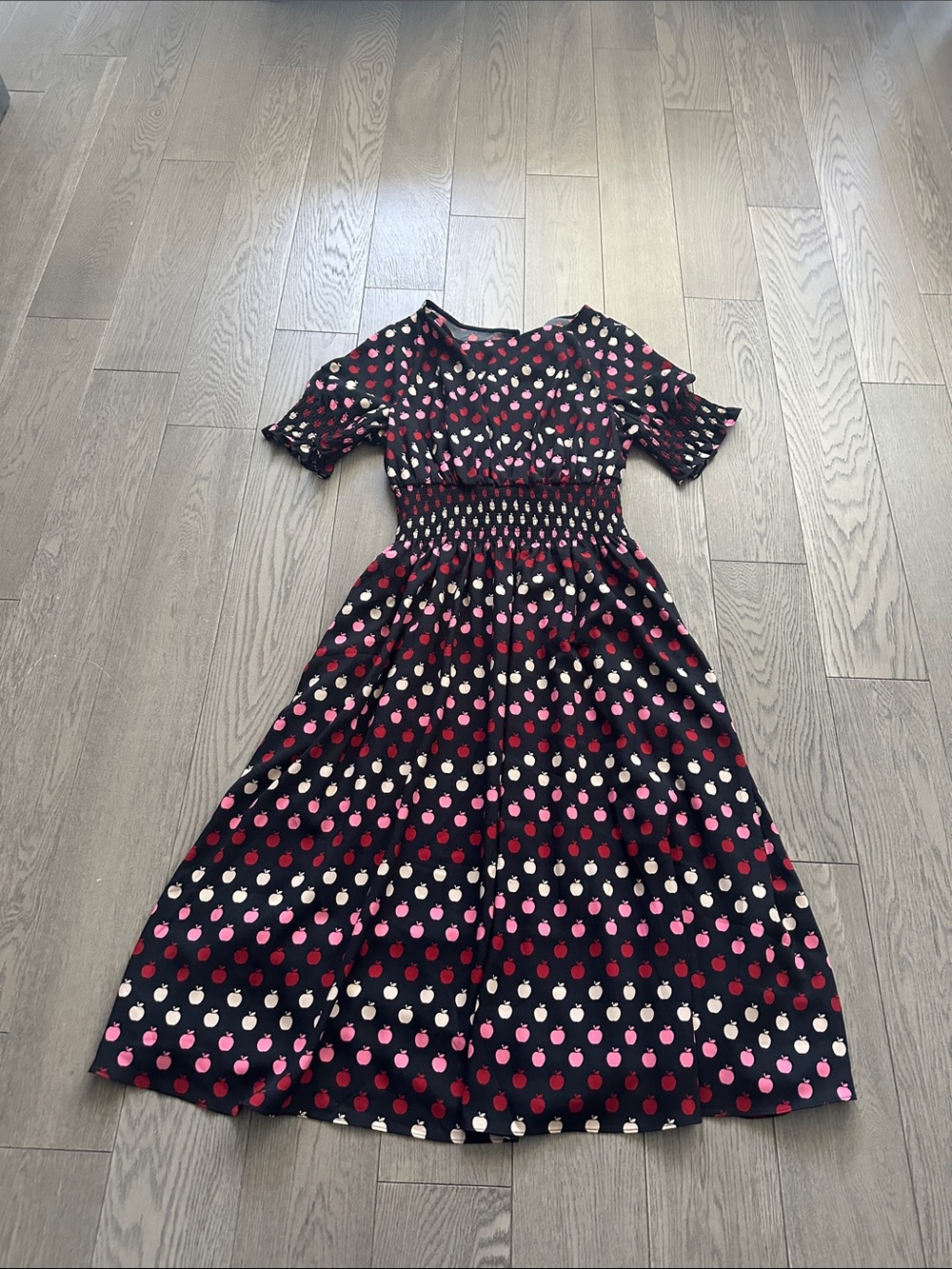 kate spade Black Midi Dress with Pink & Cream Dot Print